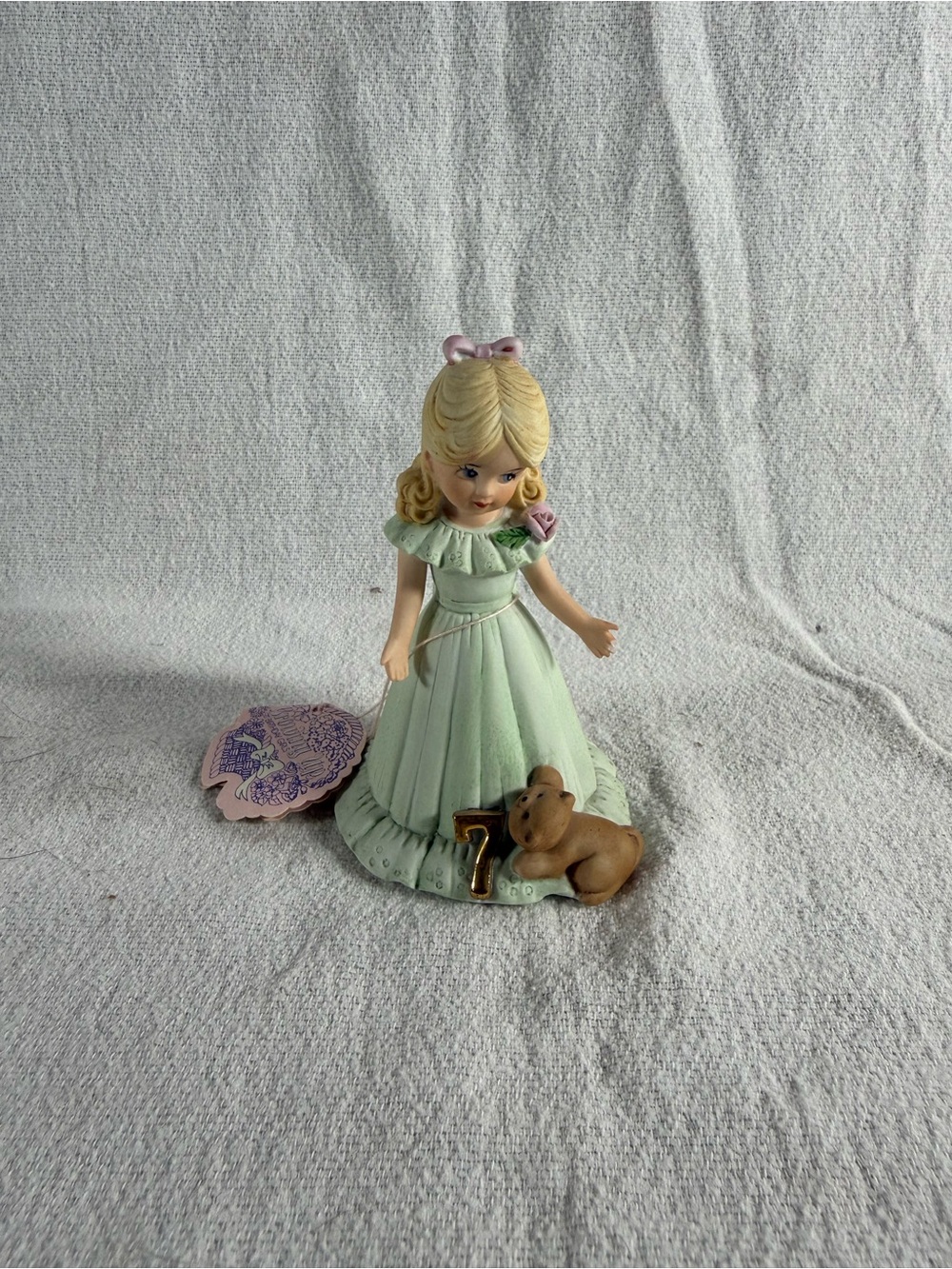 Vintage Enesco Growing Up Birthday Girls 7 Year Old Porcelain Figurine